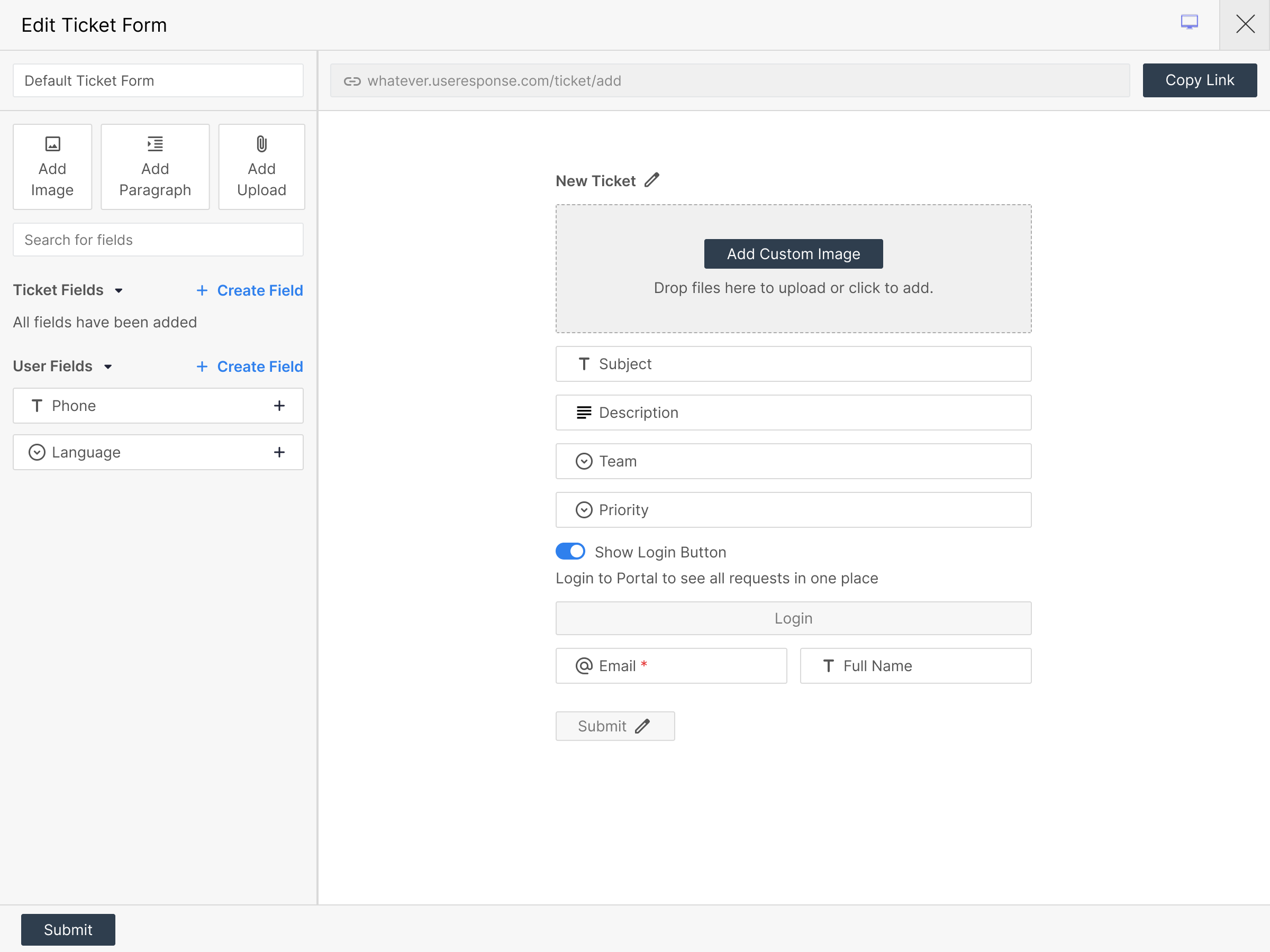 Contact form after